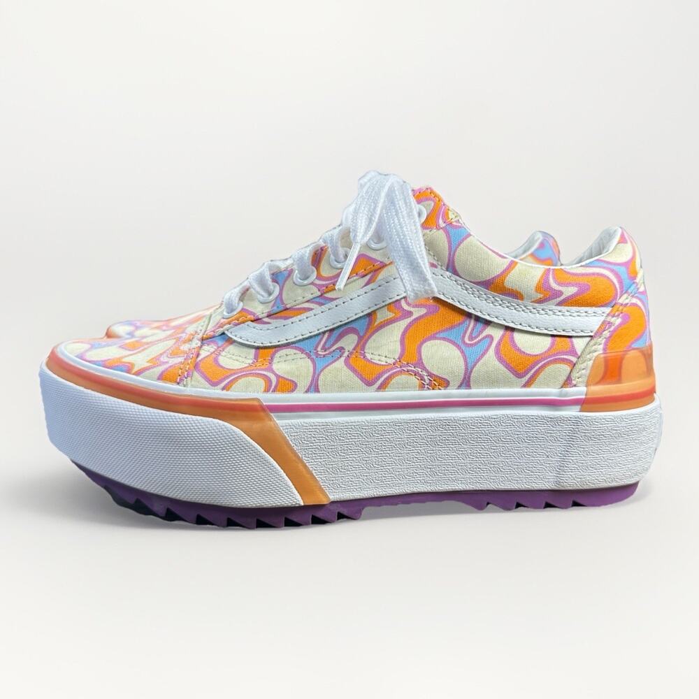 Vans Old Skool Stacked UV Activated Peace Sign Platform Sneakers Women's SZ 7 - Picture 2 of 11